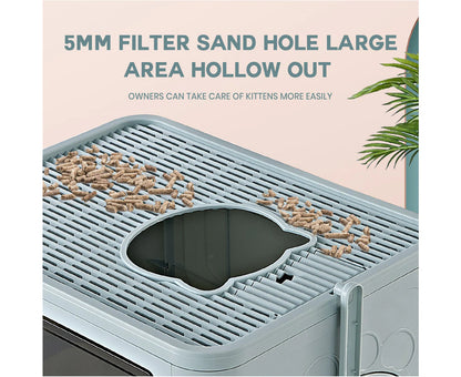 Foldable Cat Litter Box Enclosed Kitty Toilet Hooded Tray Set with Litter Scoop Large Green