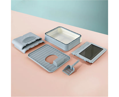 Foldable Cat Litter Box Enclosed Kitty Toilet Hooded Tray Set with Litter Scoop Large Green